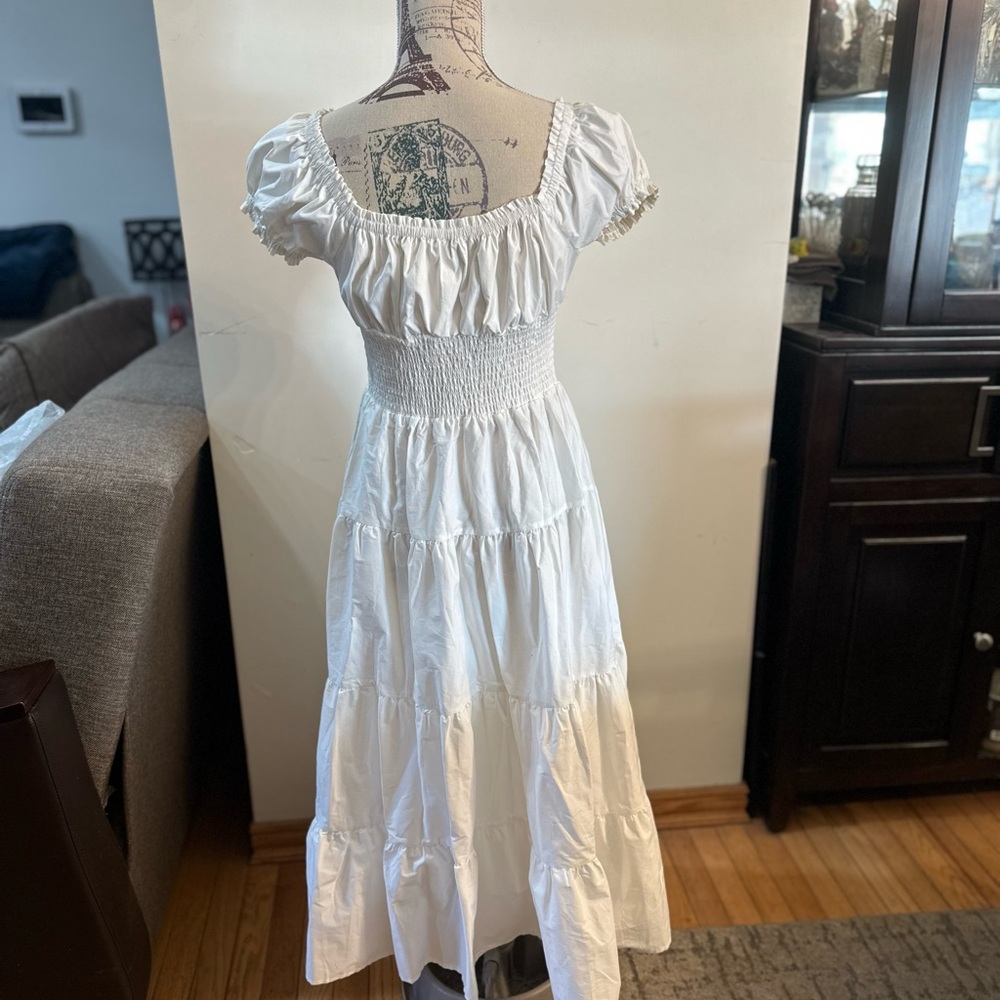 DANIELLE BERNSTEIN White Tiered Ruffled Maxi Dress